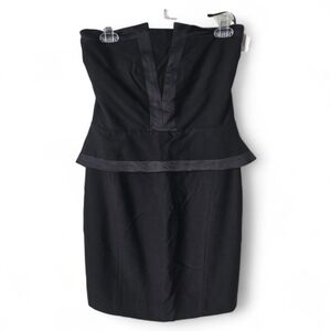 NWT Sandro Peplum Strapless Black Mini Dress Size 2 Cocktail Party Wedding